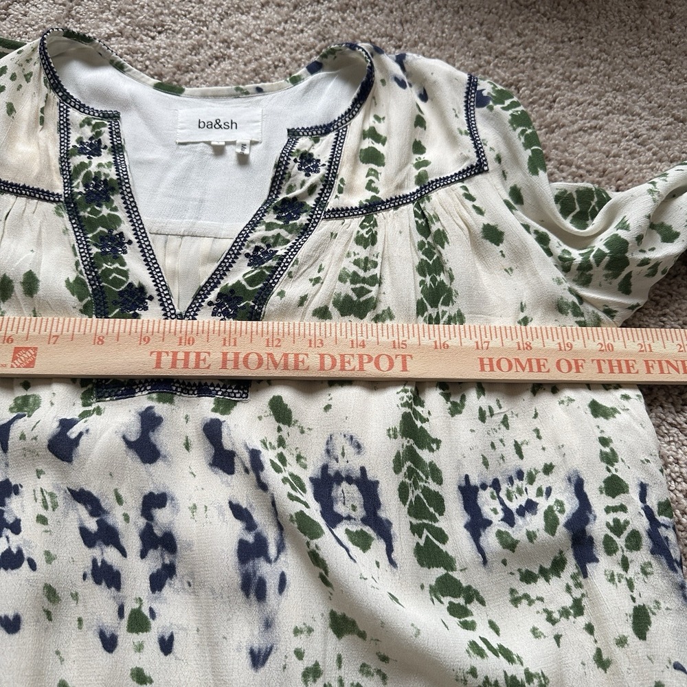 Ba&sh Bamboo Tie Dye Ilda Tunic‎ Dress Small Cream Green Boho Mini - Picture 9 of 14